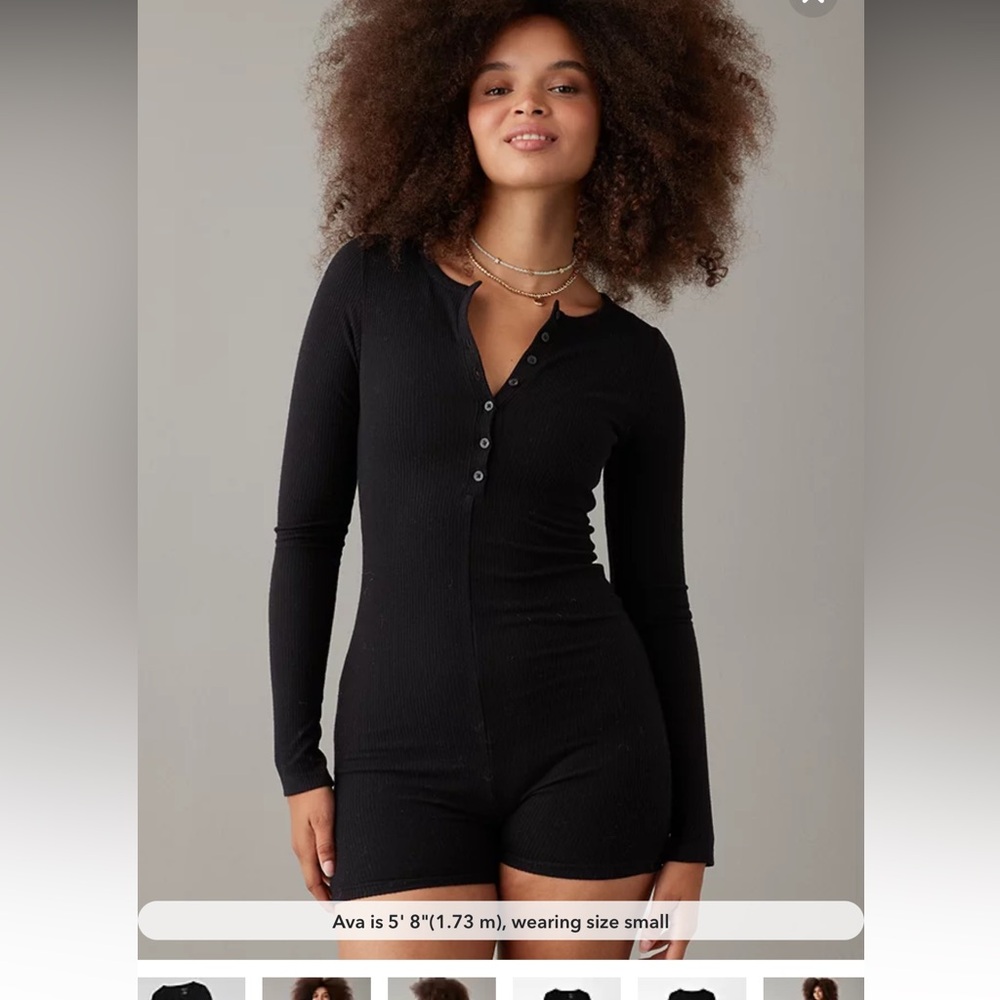 NEW AE LONG-SLEEVE KNIT HENLEY ONESIE